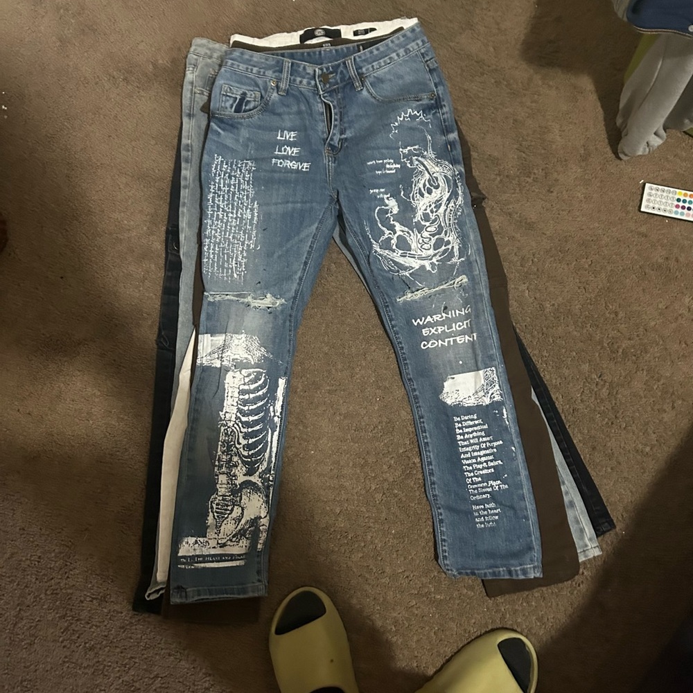 graphic blue jeans